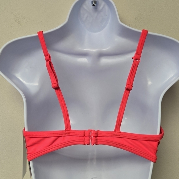 Adidas Cross Back Triangle bikini Top Neon Red & White 8 - Picture 6 of 15